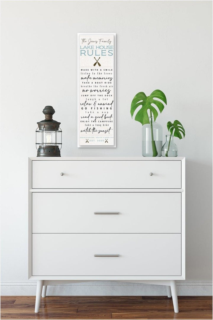 Lake House Rules Custom Canvas Sign - Catch A Star Fine Art