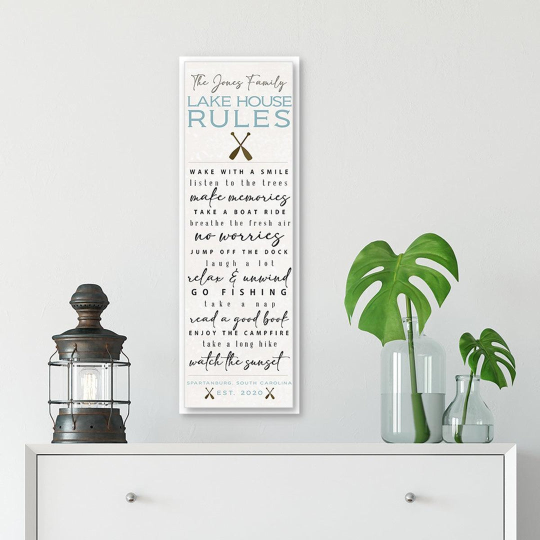 Lake House Rules Custom Canvas Sign - Catch A Star Fine Art