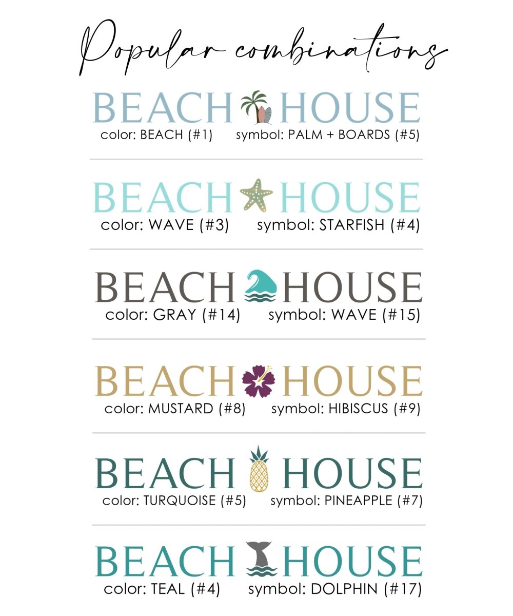 popular combinations of font colors and symbol choice for beach house canvas
