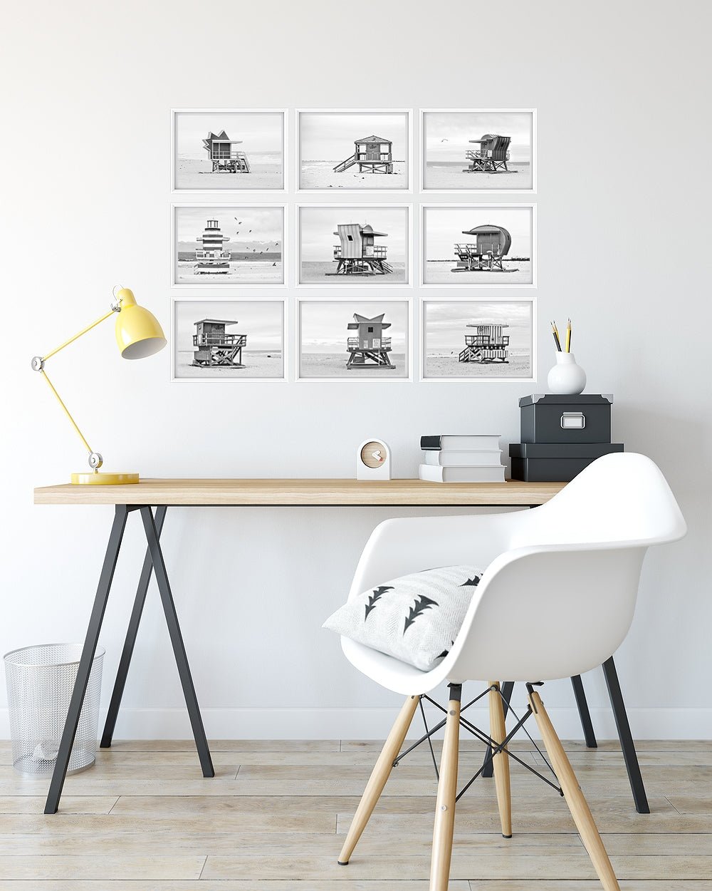 Black & White Miami Beach Lifeguard Stand Print Set